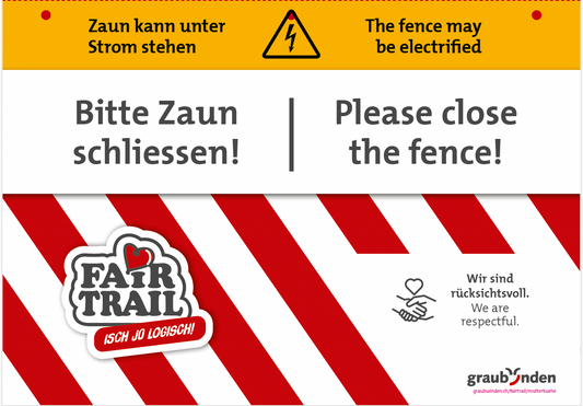 Warnwimpel «Bitte Zaun schliessen!»